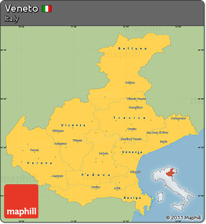 Savanna Style Simple Map of Veneto, single color outside