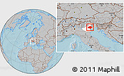 Gray Location Map of Treviso, highlighted parent region, hill shading