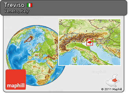 Physical Location Map of Treviso, highlighted parent region