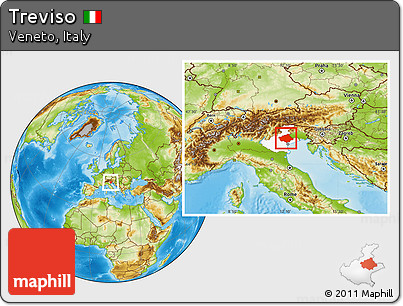 Physical Location Map of Treviso, highlighted parent region