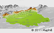 Physical Panoramic Map of Treviso, lighten, desaturated