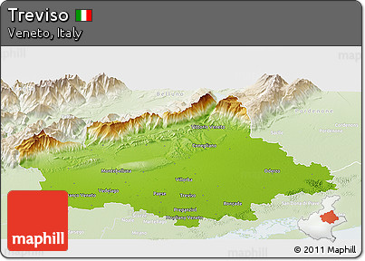 Physical Panoramic Map of Treviso, lighten