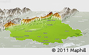 Physical Panoramic Map of Treviso, lighten, semi-desaturated