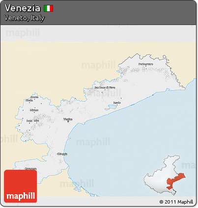 Classic Style 3D Map of Venezia, single color outside