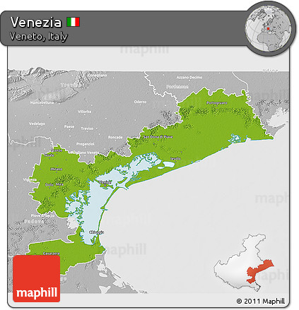 Physical 3D Map of Venezia, lighten, desaturated