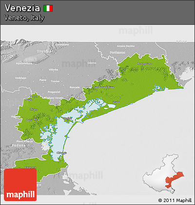 Physical 3D Map of Venezia, lighten, desaturated