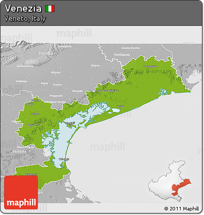 Physical 3D Map of Venezia, lighten, desaturated