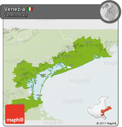 Physical 3D Map of Venezia, lighten