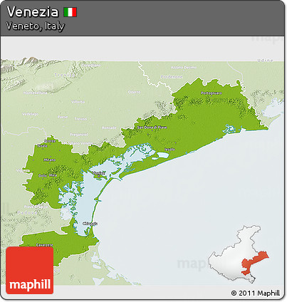 Physical 3D Map of Venezia, lighten