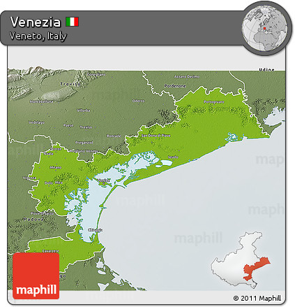 Physical 3D Map of Venezia, semi-desaturated