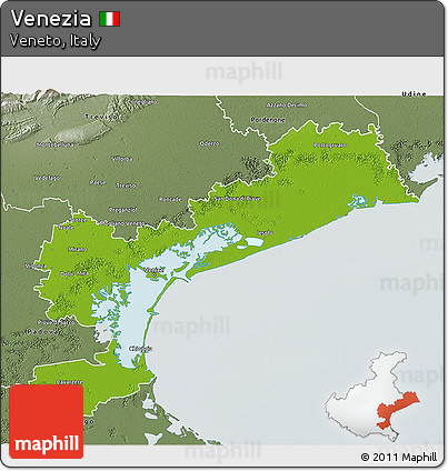 Physical 3D Map of Venezia, semi-desaturated