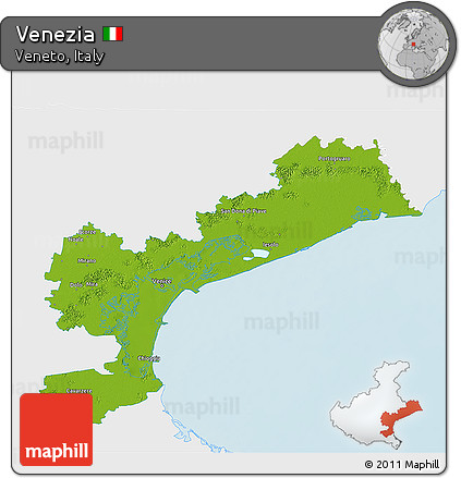 Physical 3D Map of Venezia, single color outside