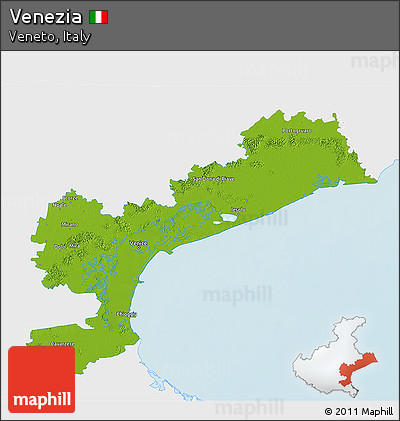 Physical 3D Map of Venezia, single color outside