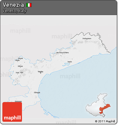 Silver Style 3D Map of Venezia, single color outside