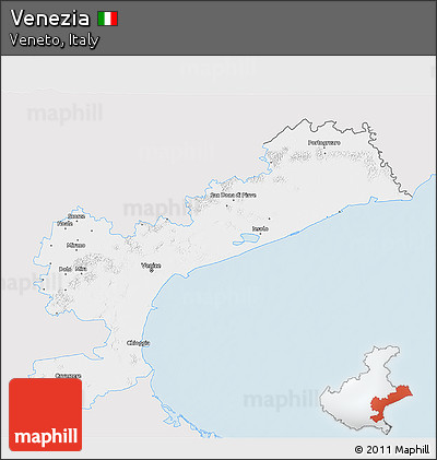 Silver Style 3D Map of Venezia, single color outside