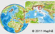 Physical Location Map of Venezia, highlighted country, highlighted parent region, within the entire country