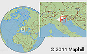Savanna Style Location Map of Venezia, highlighted parent region