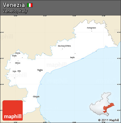 Classic Style Simple Map of Venezia, single color outside