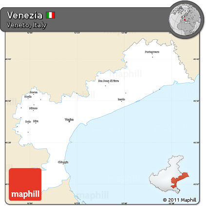 Classic Style Simple Map of Venezia, single color outside