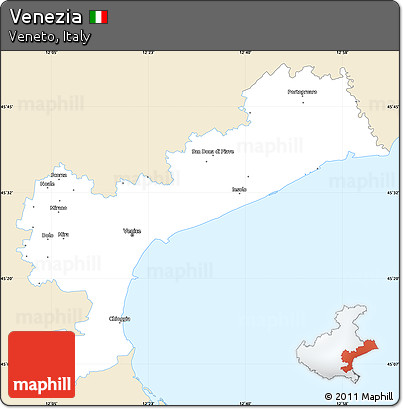 Classic Style Simple Map of Venezia, single color outside