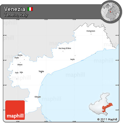 Silver Style Simple Map of Venezia, single color outside