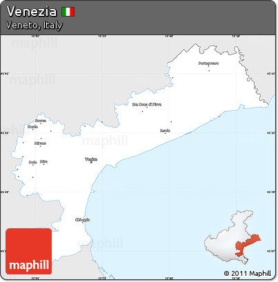 Silver Style Simple Map of Venezia, single color outside