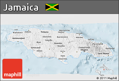 Classic Style 3D Map of Jamaica, single color outside