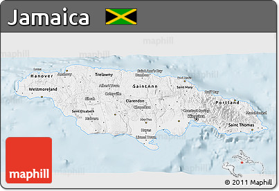 Classic Style 3D Map of Jamaica, single color outside