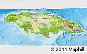 Physical 3D Map of Jamaica, lighten, desaturated, land only