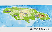 Physical 3D Map of Jamaica, political outside