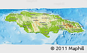 Physical 3D Map of Jamaica, political shades outside