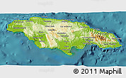 Physical 3D Map of Jamaica, satellite outside