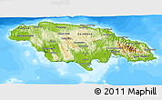 Physical 3D Map of Jamaica, single color outside, bathymetry sea