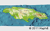 Physical 3D Map of Jamaica, single color outside, satellite sea