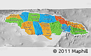 Political 3D Map of Jamaica, desaturated