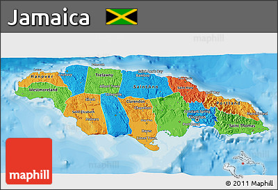 Political 3D Map of Jamaica