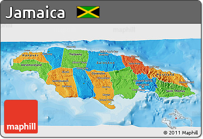 Political 3D Map of Jamaica