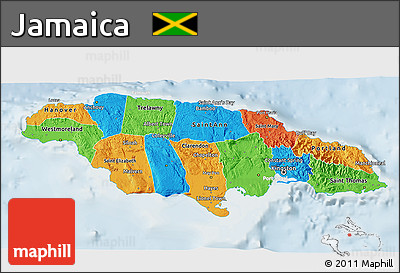 Political 3D Map of Jamaica, lighten