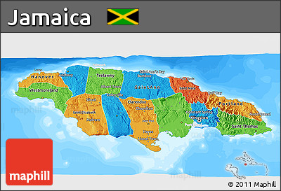 Political 3D Map of Jamaica, lighten, land only