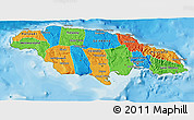Political 3D Map of Jamaica, satellite outside, bathymetry sea
