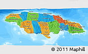 Political 3D Map of Jamaica, semi-desaturated, land only