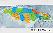 Political 3D Map of Jamaica, semi-desaturated