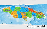 Political 3D Map of Jamaica, single color outside