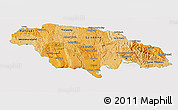 Political Shades 3D Map of Jamaica, cropped outside