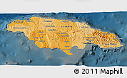Political Shades 3D Map of Jamaica, darken