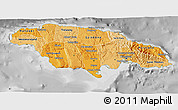 Political Shades 3D Map of Jamaica, desaturated