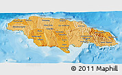 Political Shades 3D Map of Jamaica, satellite outside, bathymetry sea