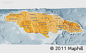Political Shades 3D Map of Jamaica, semi-desaturated