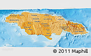 Political Shades 3D Map of Jamaica, single color outside
