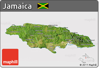 Satellite 3D Map of Jamaica, cropped outside